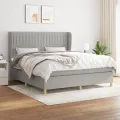 cadre de lit avec matelas Gris clair 180x200cm Tissu