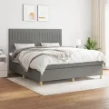 cadre de lit avec matelas Gris foncé 180x200cm Tissu
