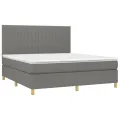 cadre de lit avec matelas Gris foncé 180x200cm Tissu