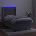 cadre de lit matelas LED Gris clair 90x200cm Velours