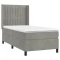 cadre de lit matelas LED Gris clair 90x200cm Velours
