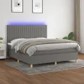 cadre de lit et matelas et LED Gris foncé 180x200 cm