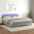 cadre de lit avec matelas LED Gris clair 180x200 cm