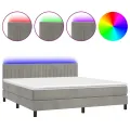 cadre de lit avec matelas LED Gris clair 180x200 cm