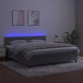 cadre de lit avec matelas LED Gris clair 180x200 cm