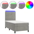 cadre de lit matelas LED Gris clair 90x190cm Velours