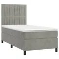 cadre de lit matelas LED Gris clair 90x190cm Velours