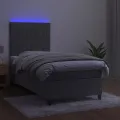 cadre de lit matelas LED Gris clair 90x190cm Velours