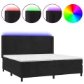 cadre de lit matelas et LED Noir 200x200 cm Velours