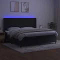 cadre de lit matelas et LED Noir 200x200 cm Velours