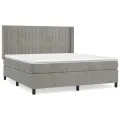 cadre de lit et matelas Gris clair 180x200cm Velours