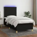 cadre de lit et matelas et LED Noir 90x200 cm Tissu