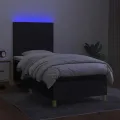 cadre de lit et matelas et LED Noir 90x190 cm Tissu