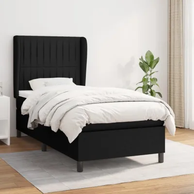 cadre de lit avec matelas Noir 90x190 cm Tissu