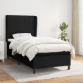 cadre de lit avec matelas Noir 90x190 cm Tissu