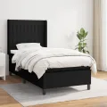 cadre de lit avec matelas Noir 90x190 cm Tissu