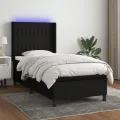 cadre de lit matelas et LED Noir 90x200 cm Tissu