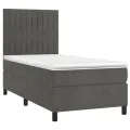 cadre de lit matelas LED Gris foncé 90x200cm Velours