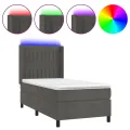 cadre de lit matelas LED Gris foncé 90x190cm Velours