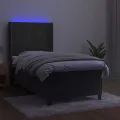 cadre de lit matelas LED Gris foncé 90x190cm Velours