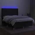 cadre de lit matelas et LED Noir 140x200 cm Tissu