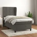 cadre de lit et matelas Gris foncé 90x200 cm Velours