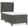 cadre de lit et matelas Gris foncé 90x200 cm Velours