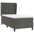cadre de lit et matelas Gris foncé 90x200 cm Velours