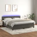 cadre de lit avec matelas LED Gris foncé 180x200 cm