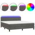 cadre de lit avec matelas LED Gris foncé 180x200 cm