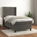 cadre de lit et matelas Gris foncé 90x190 cm Velours