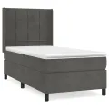 cadre de lit et matelas Gris foncé 90x190 cm Velours