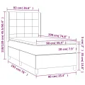 cadre de lit et matelas Gris foncé 90x190 cm Velours