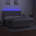 cadre de lit matelas LED Gris clair 160x200 cm Tissu