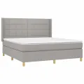 cadre de lit matelas LED Gris clair 160x200 cm Tissu