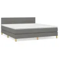 cadre de lit avec matelas Gris foncé 180x200cm Tissu