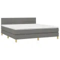 cadre de lit avec matelas Gris foncé 180x200cm Tissu