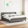 cadre de lit avec matelas Gris foncé 180x200cm Tissu