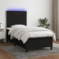 cadre de lit avec matelas et LED Noir 90x200cm Tissu