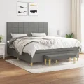 cadre de lit avec matelas Gris foncé 180x200cm Tissu
