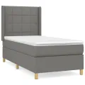 cadre de lit avec matelas Gris foncé 90x200 cm Tissu