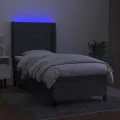 cadre de lit matelas LED Gris foncé 90x190cm Tissu