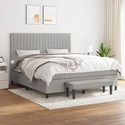 cadre de lit avec matelas Gris clair 180x200cm Tissu