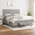 cadre de lit avec matelas Gris clair 180x200cm Tissu