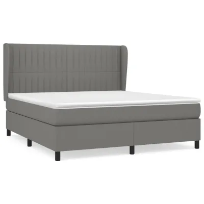 cadre de lit avec matelas Gris foncé 180x200cm Tissu
