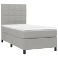 cadre de lit avec matelas et LED Gris clair 90x200cm