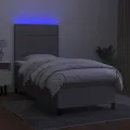 cadre de lit avec matelas et LED Gris clair 90x200cm