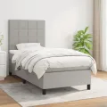 cadre de lit et matelas Gris clair 90x190 cm Tissu