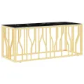 Table basse doré 110x45x45 cm acier inoxydable et verre