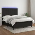 cadre de lit et matelas et LED Noir 140x200 cm Tissu